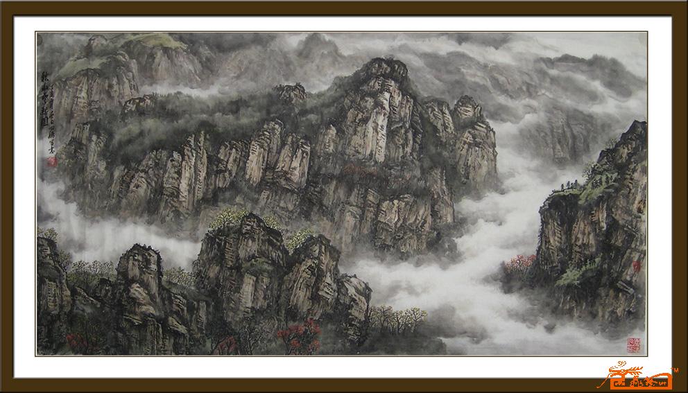 中国山水画《秋山云起图》